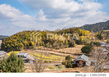 キトラ古墳展望台からの展望　奈良県明日香村 136616480