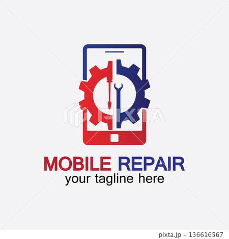 Mobile Phone Repair Logo.phone service logo, Rhone Repair, simple, concept, logo template - Vector 136616567