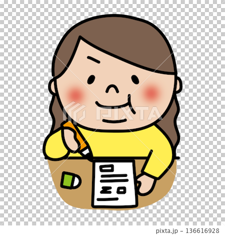 胖胖的長髮女孩正在考試 胖胖的長髮女孩正在考試 136616928