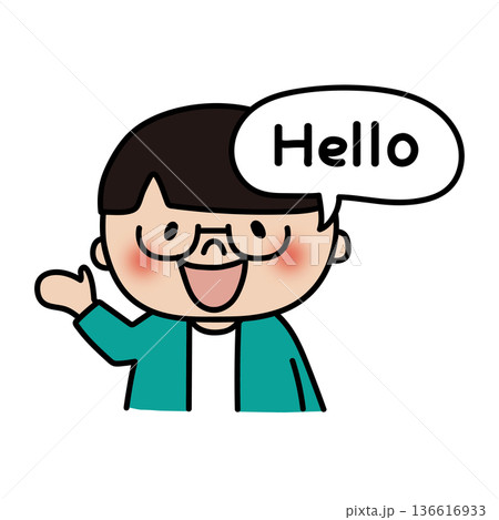 英語を話す眼鏡を掛けたサラサラヘアの子供(男の子) 英語を話す眼鏡を掛けたサラサラヘアの子供(男の子) 136616933