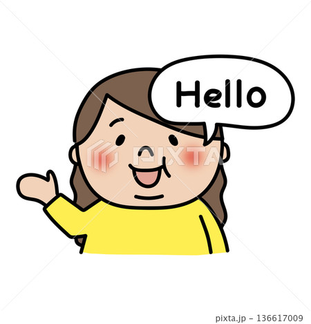 英語を話すぽっちゃりしたロングヘアの子供(女の子) 英語を話すぽっちゃりしたロングヘアの子供(女の子) 136617009