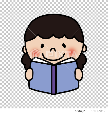 本を読むふわふわの天パの子供（女の子） 136617057