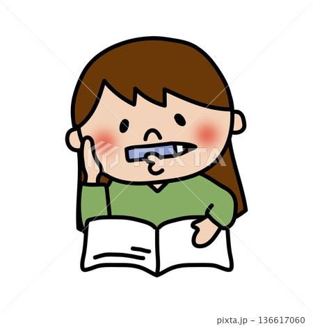 勉強する元気で明るい子供(女の子) 勉強する元気で明るい子供(女の子) 136617060