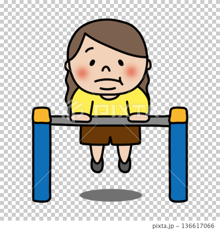 一個長發胖女孩在做單槓 一個長發胖女孩在做單槓 136617066