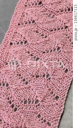 Colorful knitted fabric suitable for home decor, fashion or textile. pattern. 136617115