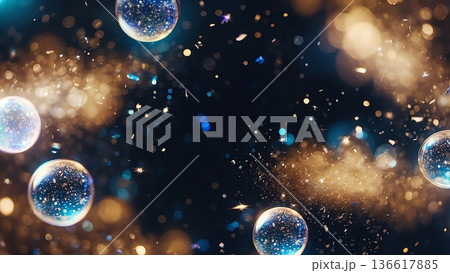 ラグジュアリーな銀河モチーフ星空キラキラの結背景テクスチャ壁紙	 136617885