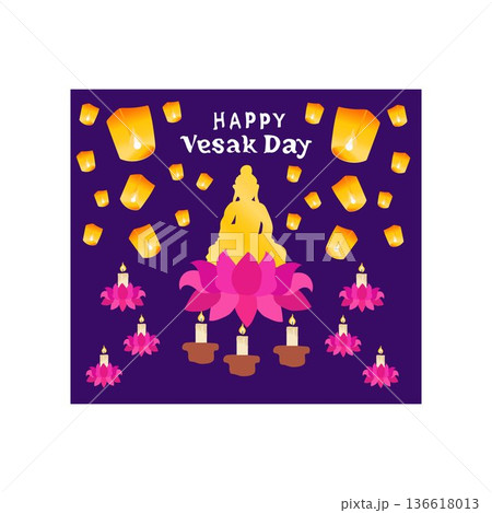 happy vesak day Happy vesak free vector illustration 136618013