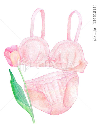 水彩イラスト 女性用アンダーウェア 水彩イラスト 女性用アンダーウェア 136618134