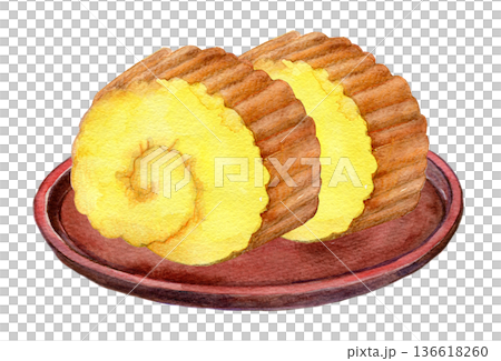 Watercolor illustration of New Year's Datemaki Watercolor illustration of New Year's Datemaki 136618260