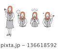 制服を着た女性銀行員の線画イラスト 136618592