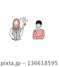 制服を着た女性銀行員の線画イラスト 136618595