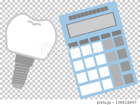 牙科費用估算和計算圖像植體和計算器圖示材料 136618647