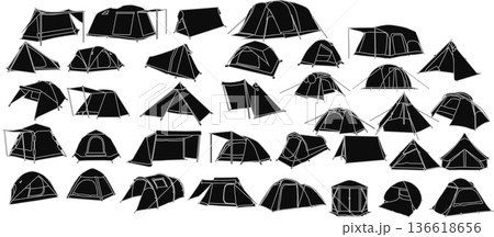 テントのグラフィック素材イラストセット テントのグラフィック素材イラストセット 136618656
