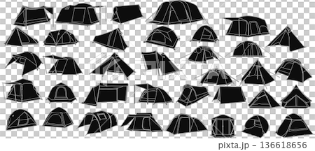 テントのグラフィック素材イラストセット テントのグラフィック素材イラストセット 136618656