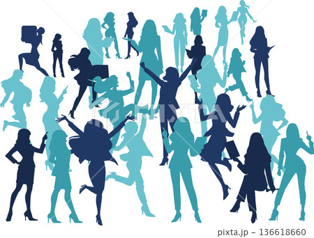 歴戦のビジネスウーマンのシルエットイラスト 136618660