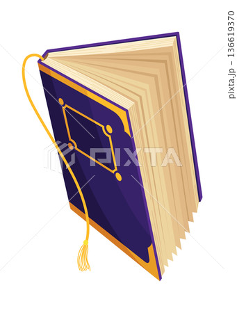 Old open book. Wisdom or education concept. Vintage library design element. Ancient writing stationery symbol for poetry work or education Old open book. Wisdom or education concept. Vintage library design element. Ancient writing stationery symbol for poetry work or education 136619370