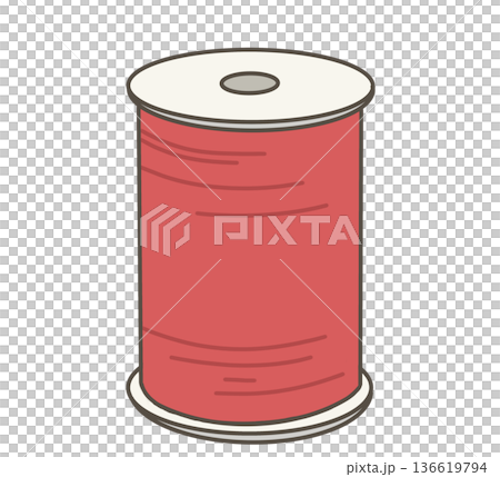 紅色縫紉線的插圖 136619794