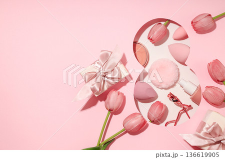 Spring elements and gifts surround the number 8 for Women's Day Spring elements and gifts surround the number 8 for Women's Day 136619905