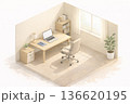 デスクワークスペース　アイソメトリック図 136620195