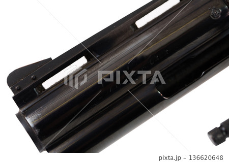 Close-up of revolver barrel with vent rib on whiteの写真素材 [136620648] - PIXTA