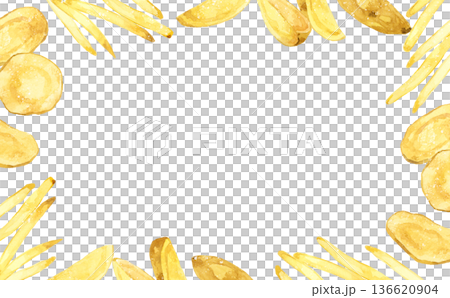 Potato dish frame - Hand-drawn watercolor illustration background material for cooking and food Potato dish frame - Hand-drawn watercolor illustration background material for cooking and food 136620904