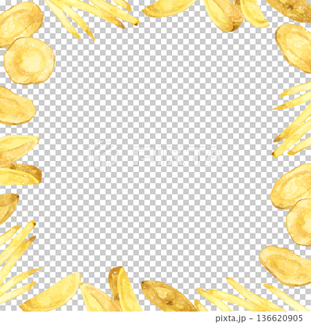 Potato dish frame - Hand-drawn watercolor illustration background material for cooking and food Potato dish frame - Hand-drawn watercolor illustration background material for cooking and food 136620905