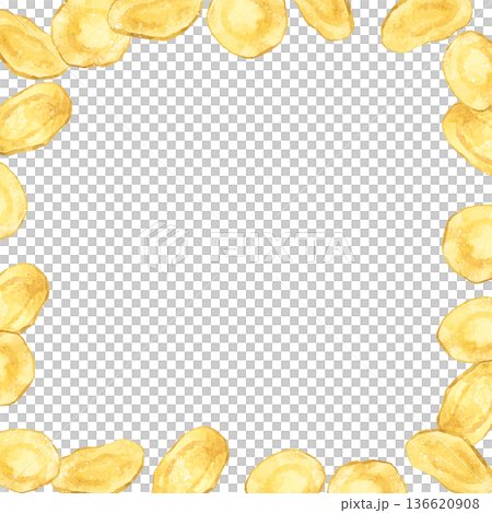 Potato chips frame - Hand-drawn watercolor illustration background material for cooking and food Potato chips frame - Hand-drawn watercolor illustration background material for cooking and food 136620908
