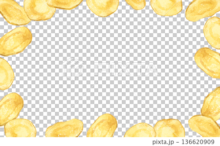 Potato chips frame - Hand-drawn watercolor illustration background material for cooking and food Potato chips frame - Hand-drawn watercolor illustration background material for cooking and food 136620909