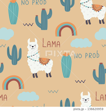 cute llama seamless pattern cute llama seamless pattern 136620959