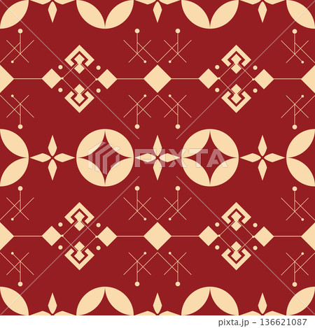 Abstract Geometric Shapes Seamless Pattern in Red and Cream Abstract Geometric Shapes Seamless Pattern in Red and Cream 136621087