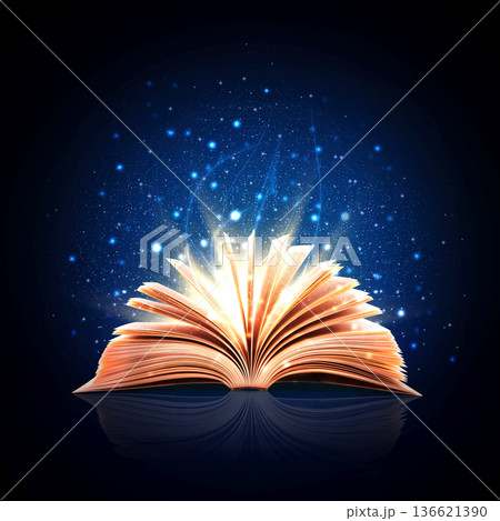 Magic book with magic lights	 136621390