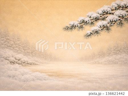 雪に覆われた松の木がある冬の風景 136621442