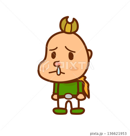 鼻を赤くして鼻水を垂らす男の子のイラスト 鼻を赤くして鼻水を垂らす男の子のイラスト 136621953