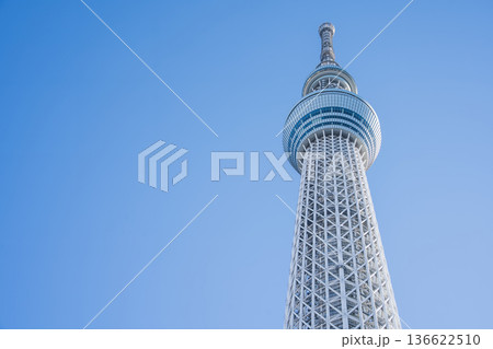 「東京都」青空と東京スカイツリー 墨田区 「東京都」青空と東京スカイツリー 墨田区 136622510