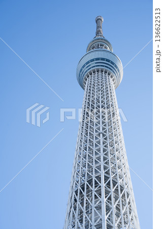 「東京都」青空と東京スカイツリー 墨田区 「東京都」青空と東京スカイツリー 墨田区 136622513
