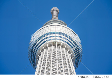 「東京都」青空と東京スカイツリー 墨田区 「東京都」青空と東京スカイツリー 墨田区 136622538