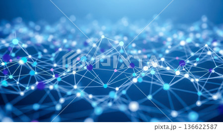 Abstract technology background with glowing blue connected plexus for concept of network, big data, or computer science 136622587