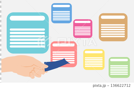 ポストイットを使ったフレームワークのイラスト 136622712