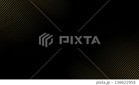 Abstract Gold Wavy Lines on Black Background Abstract Gold Wavy Lines on Black Background 136622958