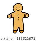 Gingerbread man cookie doodle. Hand drawn character 136622972