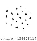 Doodle snowflakes and stars scattered randomly 136623115