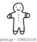 Gingerbread man cookie doodle. Christmas character 136623116