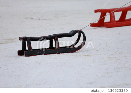Colorful sleds stacked. High quality photo 136623380