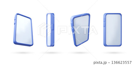 3D Set of four mockups of a smartphone 136623557