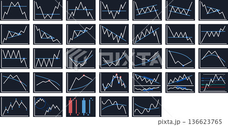 シンプルなチャート分析の素材セット シンプルなチャート分析の素材セット 136623765