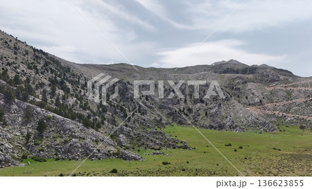 Mountain dirt road. High quality 4k footage Mountain dirt road. High quality 4k footage 136623855