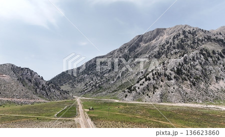 Mountain dirt road. High quality 4k footage 136623860
