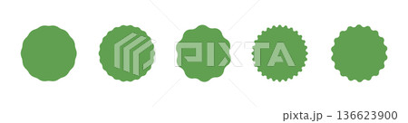 Green circle sticker collection. Star burst shape green tags for shop, price. Wavy edge promo green badges. Flat vintage labels. Blank sale stickers set, simple silhouette. Green circle sticker collection. Star burst shape green tags for shop, price. Wavy edge promo green badges. Flat vintage labels. Blank sale stickers set, simple silhouette. 136623900