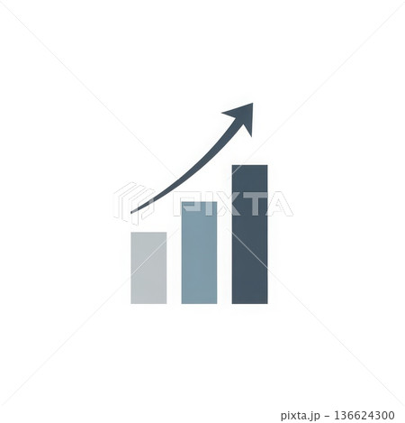 Business growth chart with ascending blue bars and upward arrow showing financial success and performance improvement 136624300