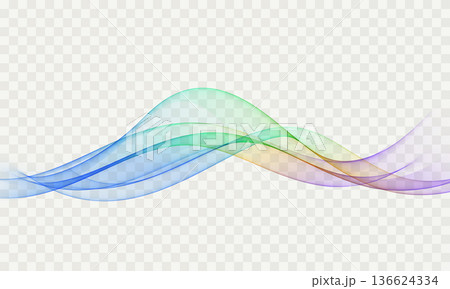 Colorful abstract wave lines on transparent background 136624334